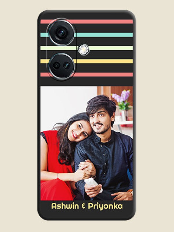 Custom Color Stripes with Photo and Text - Photo on Space Black Soft Matte Mobile Case - OnePlus Nord CE 3 5G