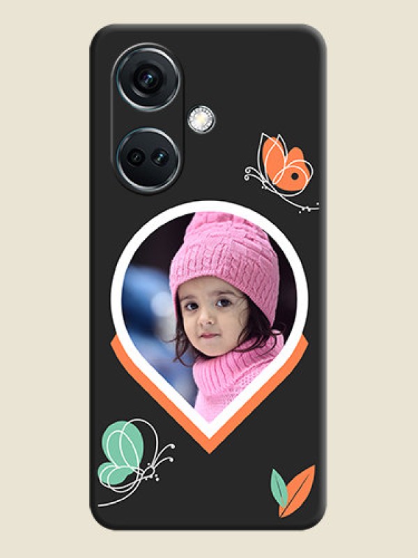 Custom Upload Pic With Simple Butterly Design On Space Black Personalized Soft Matte Phone Covers - OnePlus Nord CE 3 5G