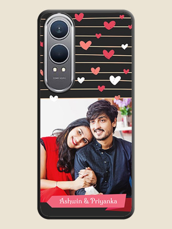Custom Love Pattern with Name on Pink Ribbon on Photo On Space Black Custom Soft Matte Mobile Back Cover - OnePlus Nord CE 4 Lite 5G