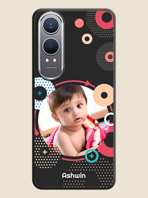 Custom Multicoloured Round Image On Space Black Custom Soft Matte Mobile Back Cover - OnePlus Nord CE 4 Lite 5G