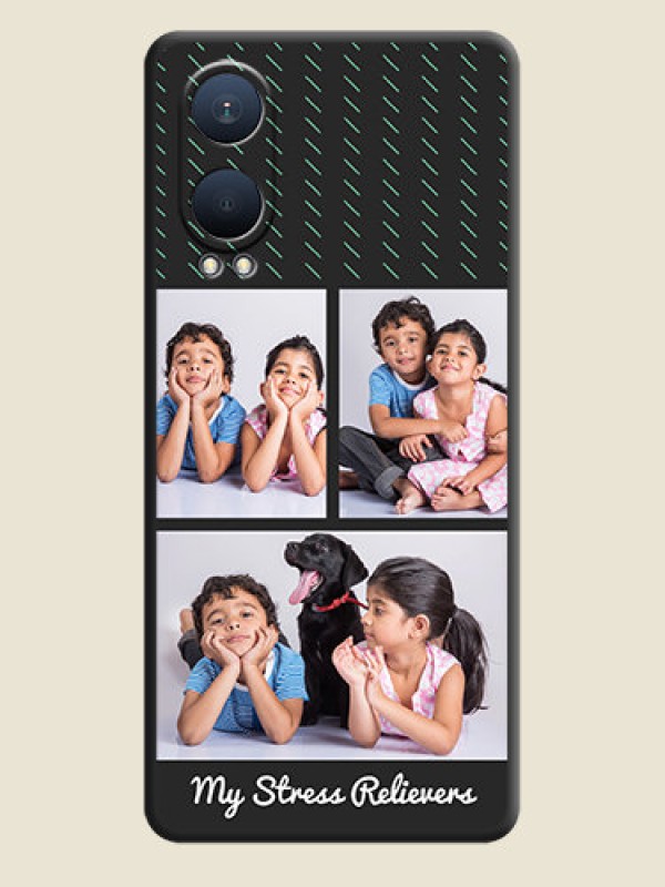 Custom Cross Dotted Pattern with 2 Image Holder On Space Black Custom Soft Matte Mobile Back Cover - OnePlus Nord CE 4 Lite 5G