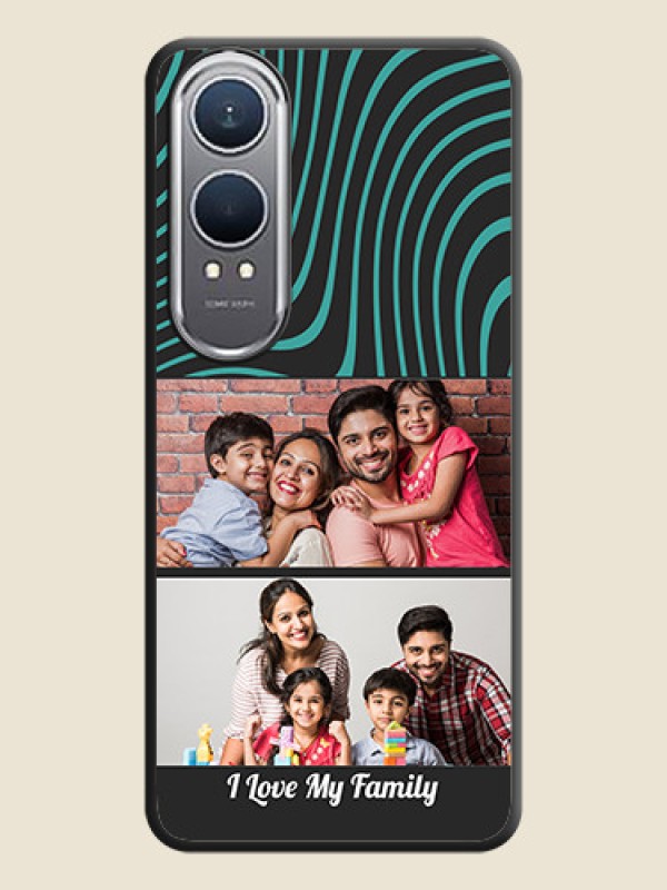Custom Wave Pattern with 2 Image Holder On Space Black Custom Soft Matte Mobile Back Cover - OnePlus Nord CE 4 Lite 5G