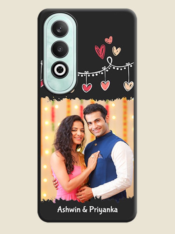 Custom Pink Love Hangings with Name on Space Black Custom Soft Matte Phone Cases - OnePlus Nord CE 4