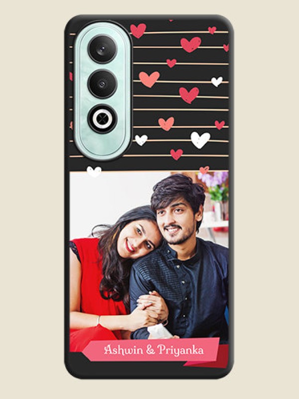 Custom Love Pattern with Name on Pink Ribbon - Photo on Space Black Soft Matte Back Cover - OnePlus Nord CE 4