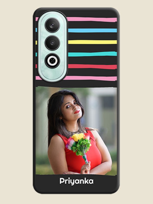 Custom Multicolor Lines with Image on Space Black Personalized Soft Matte Phone Covers - OnePlus Nord CE 4