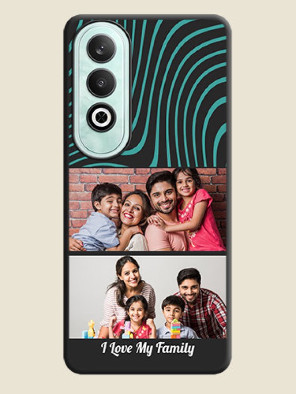 Custom Wave Pattern with 2 Image Holder on Space Black Personalized Soft Matte Phone Covers - OnePlus Nord CE 4