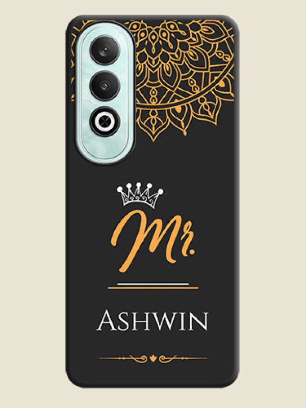 Custom Mr Name with Floral Design on Personalised Space Black Soft Matte Cases - OnePlus Nord CE 4