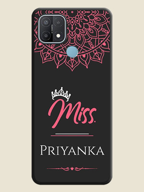 Custom Mrs Name with Floral Design on Space Black Personalized Soft Matte Phone Covers - Oppo A15