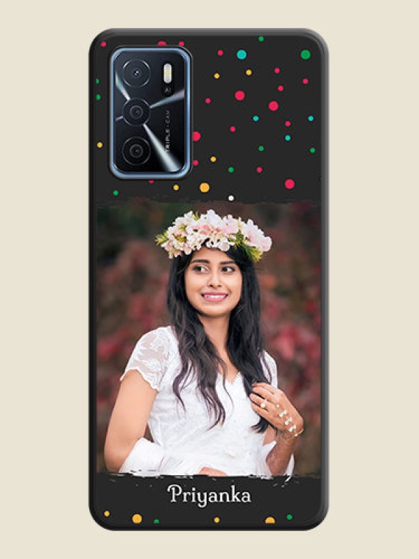 Custom Multicolor Dotted Pattern with Text on Space Black Custom Soft Matte Phone Back Cover - Oppo A16
