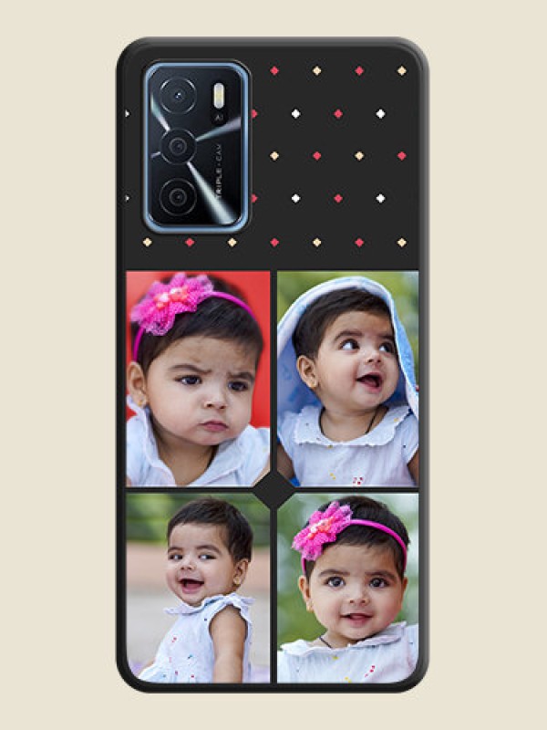 Custom Multicolor Dotted Pattern with 4 Image Holder on Space Black Custom Soft Matte Phone Cases - Oppo A16