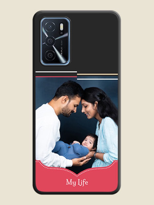 Custom Classic Plain Design with Name on Photo on Space Black Soft Matte Phone Cover - Oppo A16