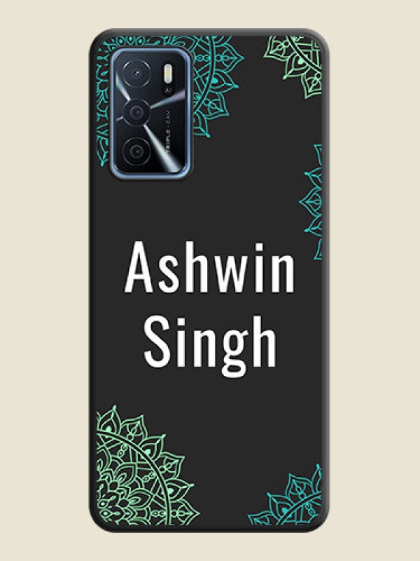 Custom Your Name with Floral Design on Space Black Custom Soft Matte Back Cover - Oppo A16
