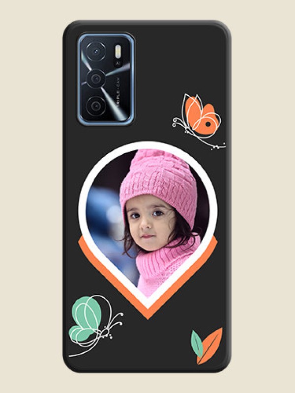 Custom Upload Pic With Simple Butterly Design On Space Black Personalized Soft Matte Phone Covers -Oppo A16
