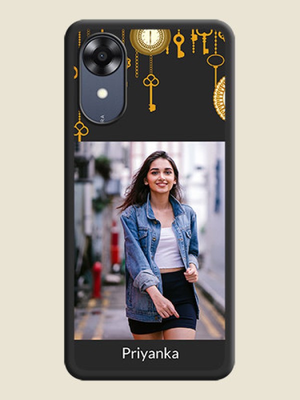 Custom Decorative Design with Text on Space Black Custom Soft Matte Back Cover - Oppo A17k