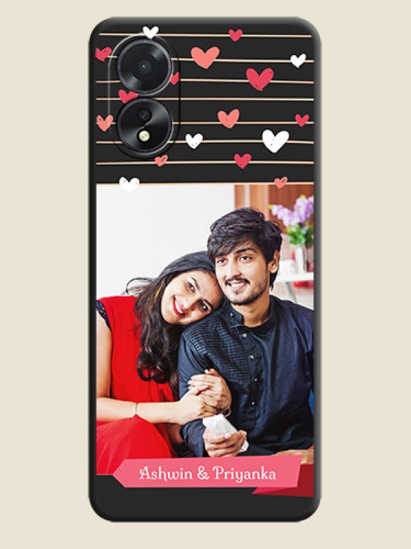 Custom Love Pattern with Name on Pink Ribbon - Photo on Space Black Soft Matte Back Cover - Oppo A18