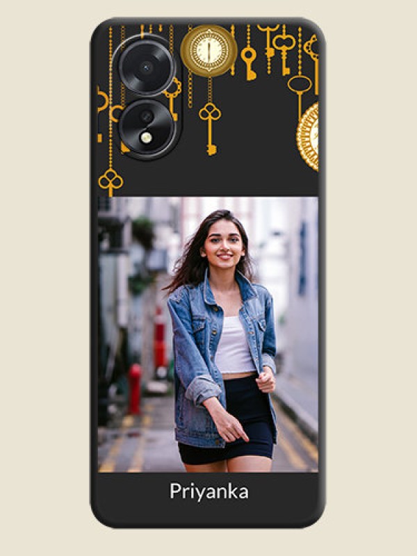 Custom Decorative Design with Text on Space Black Custom Soft Matte Back Cover - Oppo A18