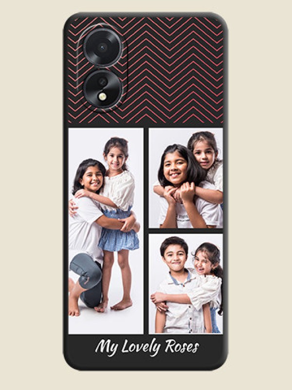 Custom Wave Pattern with 3 Image Holder on Space Black Custom Soft Matte Back Cover - Oppo A18