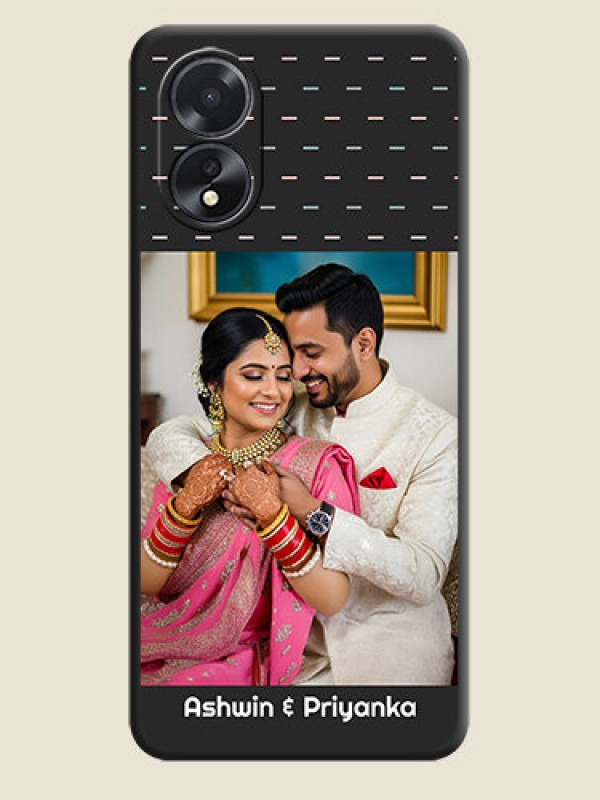 Custom Line Pattern Design with Text on Space Black Custom Soft Matte Phone Back Cover - Oppo A18