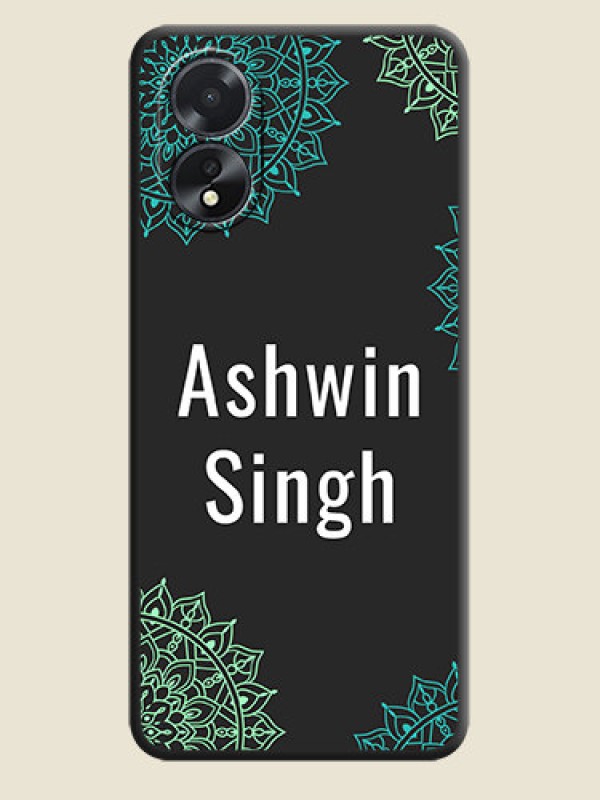 Custom Your Name with Floral Design on Space Black Custom Soft Matte Back Cover - Oppo A18