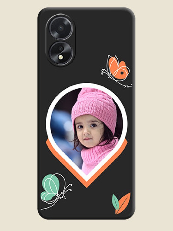 Custom Upload Pic With Simple Butterly Design On Space Black Personalized Soft Matte Phone Covers - Oppo A18