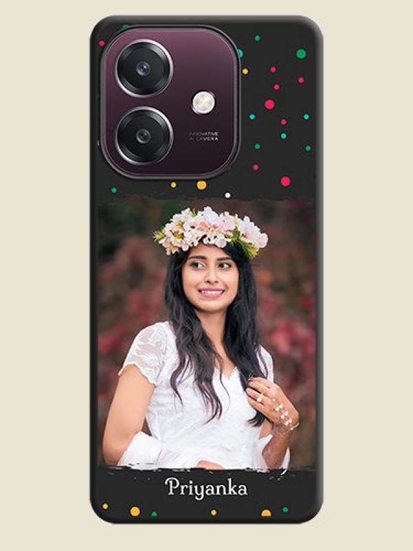 Custom Multicolor Dotted Pattern with Text On Space Black Custom Soft Matte Mobile Back Cover - Oppo A3 5G