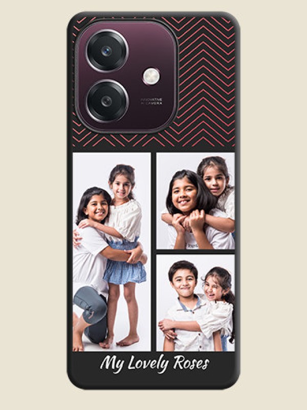 Custom Wave Pattern with 3 Image Holder On Space Black Custom Soft Matte Mobile Back Cover - Oppo A3 5G