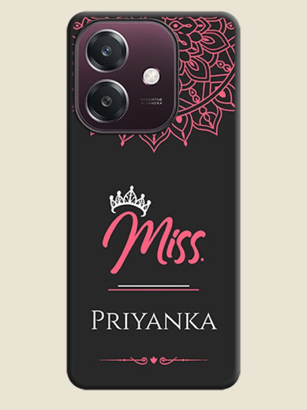 Custom Mrs Name with Floral Design On Space Black Custom Soft Matte Mobile Back Cover - Oppo A3 5G