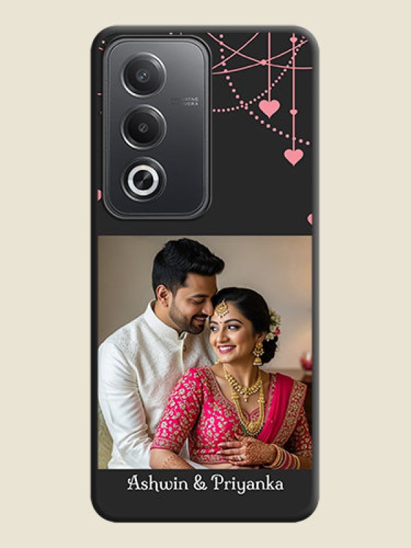Custom Pink Love Hangings with Text On Space Black Custom Soft Matte Mobile Back Cover - Oppo A3 Pro 5G