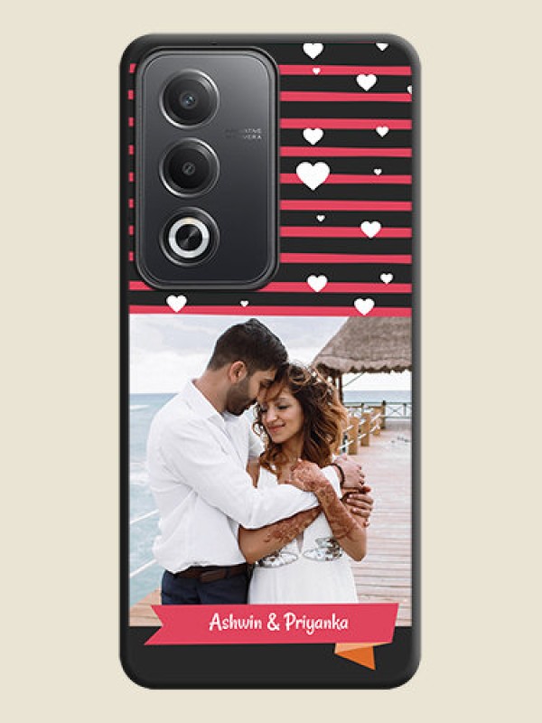 Custom White Color Love Symbols with Pink Lines Pattern On Space Black Custom Soft Matte Mobile Back Cover - Oppo A3 Pro 5G