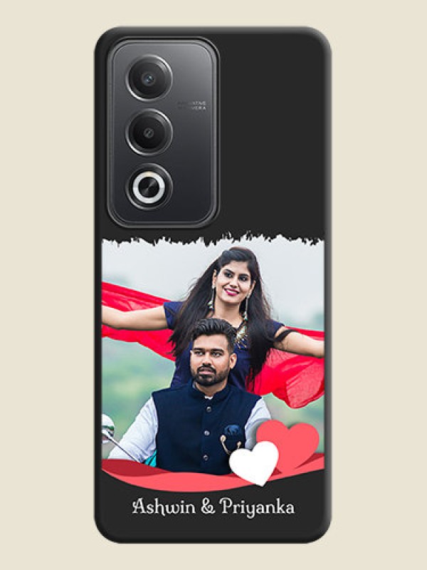 Custom Pin Color Love Shaped Ribbon Design with Text On Space Black Custom Soft Matte Mobile Back Cover - Oppo A3 Pro 5G