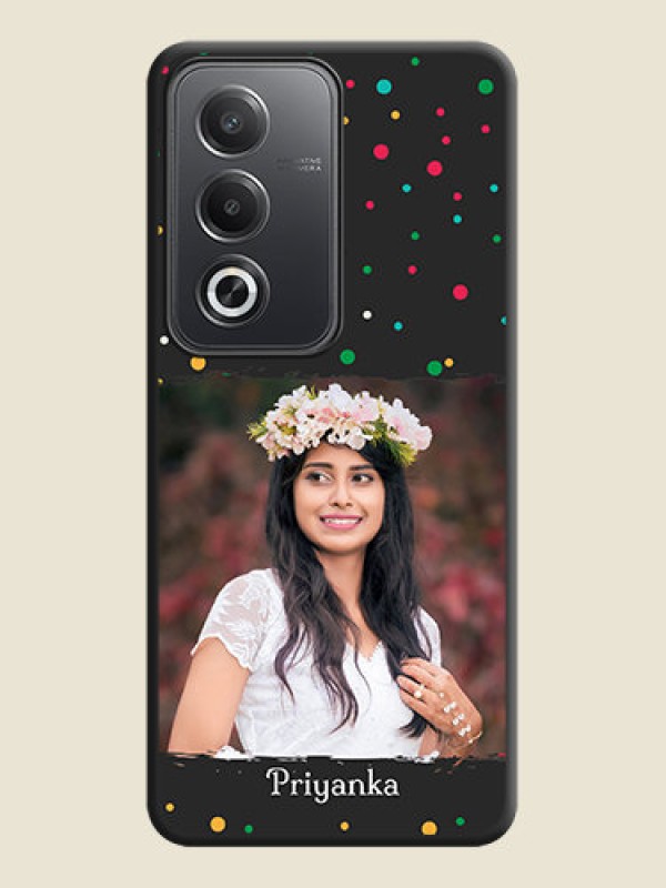 Custom Multicolor Dotted Pattern with Text On Space Black Custom Soft Matte Mobile Back Cover - Oppo A3 Pro 5G