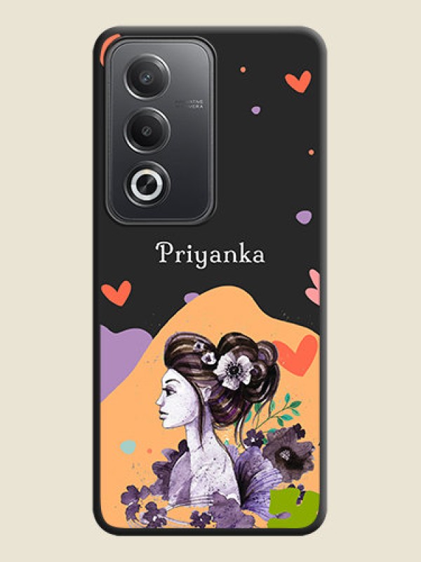 Custom Namecase For Her With Fancy Lady Image On Space Black Custom Soft Matte Mobile Back Cover - Oppo A3 Pro 5G