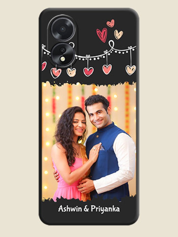 Custom Pink Love Hangings with Name on Space Black Custom Soft Matte Phone Cases - Oppo A38