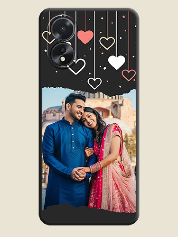 Custom Love Hangings with Splash Wave Picture on Space Black Custom Soft Matte Phone Back Cover - Oppo A38
