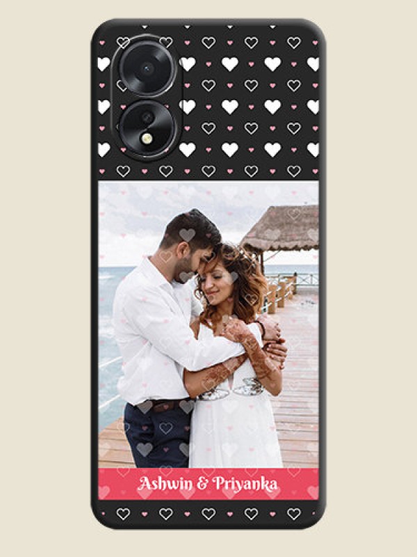 Custom White Color Love Symbols with Text Design - Photo on Space Black Soft Matte Phone Cover - Oppo A38