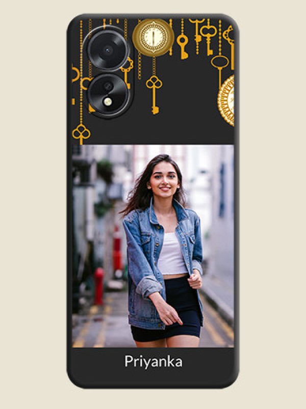 Custom Decorative Design with Text on Space Black Custom Soft Matte Back Cover - Oppo A38