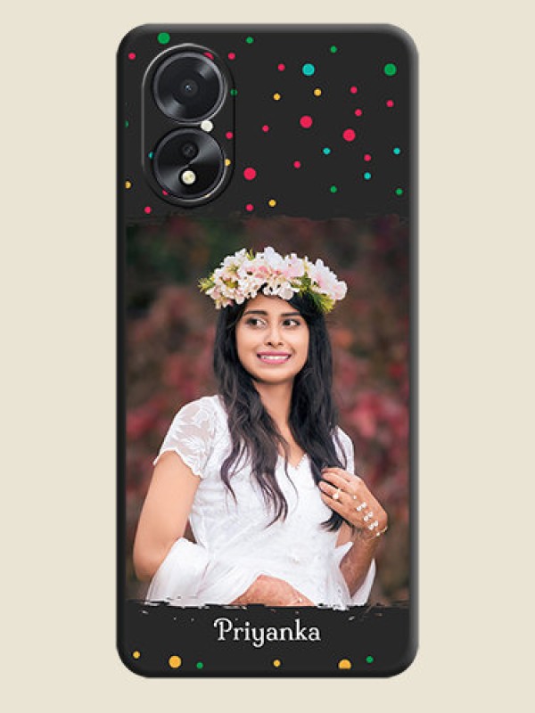Custom Multicolor Dotted Pattern with Text on Space Black Custom Soft Matte Phone Back Cover - Oppo A38