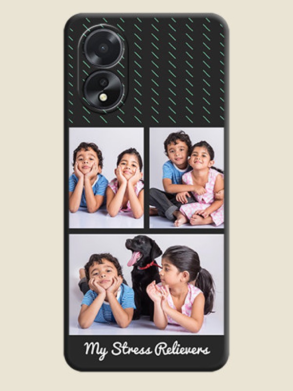 Custom Cross Dotted Pattern with 2 Image Holder on Personalised Space Black Soft Matte Cases - Oppo A38