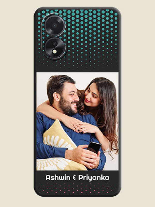 Custom Faded Dots with Grunge Photo Frame and Text on Space Black Custom Soft Matte Phone Cases - Oppo A38