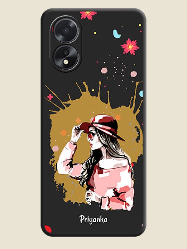 Custom Mordern Lady With Color Splash Background With Custom Text On Space Black Personalized Soft Matte Phone Covers - Oppo A38