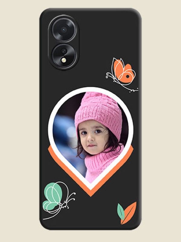 Custom Upload Pic With Simple Butterly Design On Space Black Personalized Soft Matte Phone Covers - Oppo A38