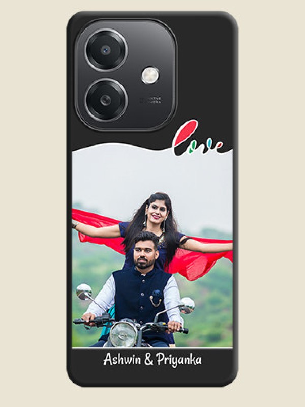 Custom Fall in Love Pattern with Picture on Photo On Space Black Custom Soft Matte Mobile Back Cover - Oppo A3X 5G