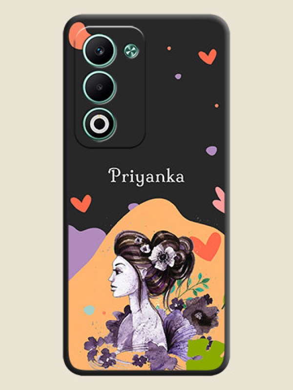 Custom Namecase For Her With Fancy Lady Image On Space Black Custom Soft Matte Mobile Back Cover - Oppo A5 5G