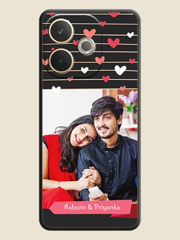 Custom Love Pattern with Name on Pink Ribbon on Photo On Space Black Custom Soft Matte Mobile Back Cover - Oppo A5 Pro 5G