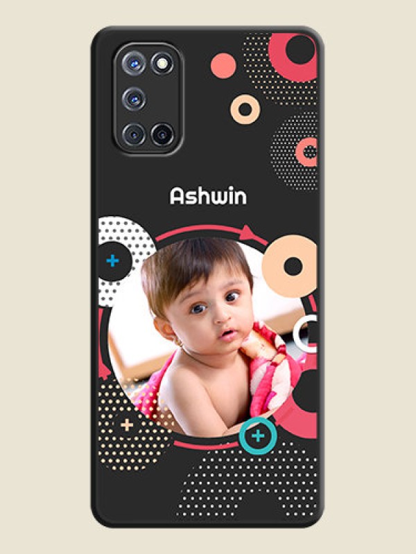 Custom Multicoloured Round Image on Personalised Space Black Soft Matte Cases - Oppo A52