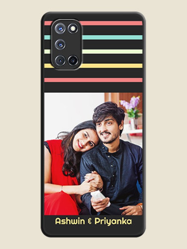 Custom Color Stripes with Photo and Text on Photo on Space Black Soft Matte Mobile Case - Oppo A52