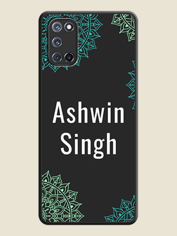 Custom Your Name with Floral Design on Space Black Custom Soft Matte Back Cover - Oppo A52