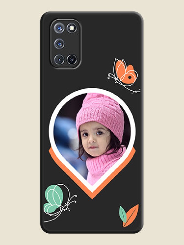 Custom Upload Pic With Simple Butterly Design On Space Black Personalized Soft Matte Phone Covers -Oppo A52