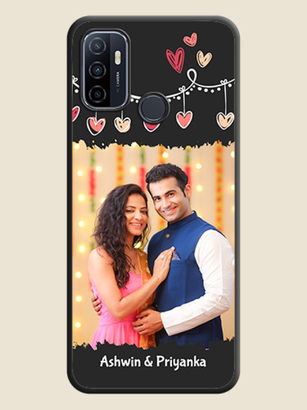Custom Pink Love Hangings with Name on Space Black Custom Soft Matte Phone Cases - Oppo A53 2020