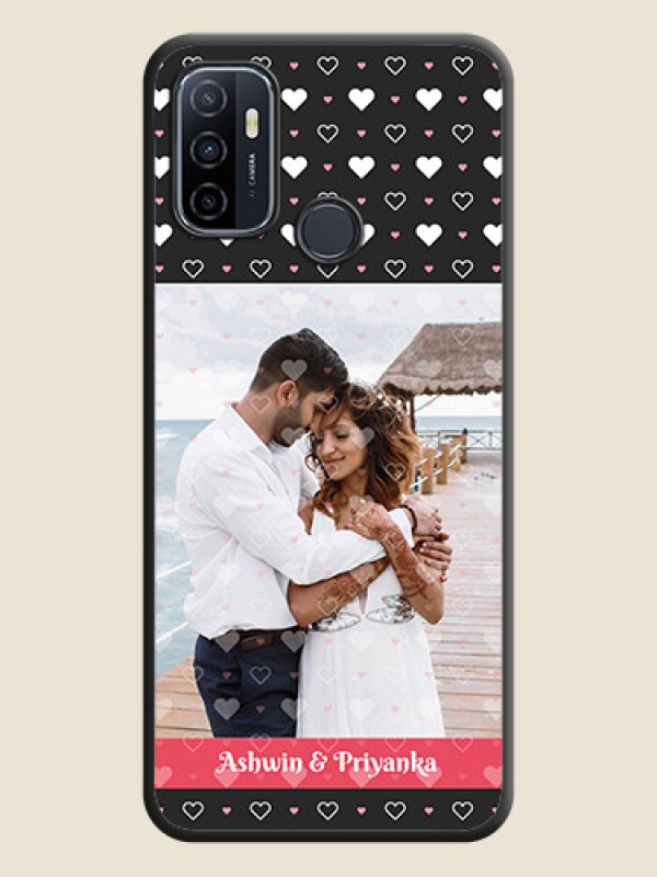 Custom White Color Love Symbols with Text Design on Photo on Space Black Soft Matte Phone Cover - Oppo A53 2020